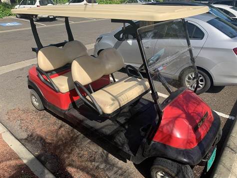 Golf cart used to advertise real estate